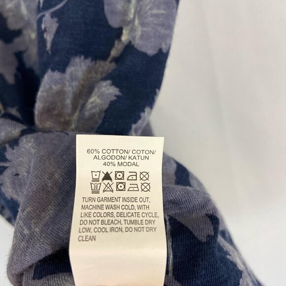 Lucky Brand Women’s Blue Floral Blouse Top Shirt Scoop Neck Size L Short Sleeve - Picture 5 of 5